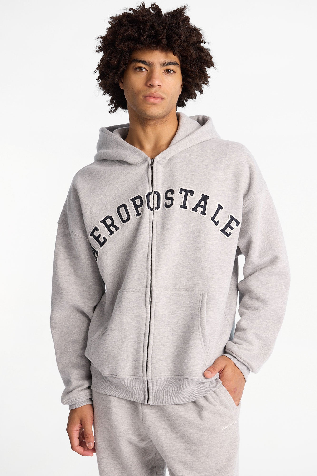 Aéropostale Cloud Soft Fleece Applique Zip-Up Hoodie