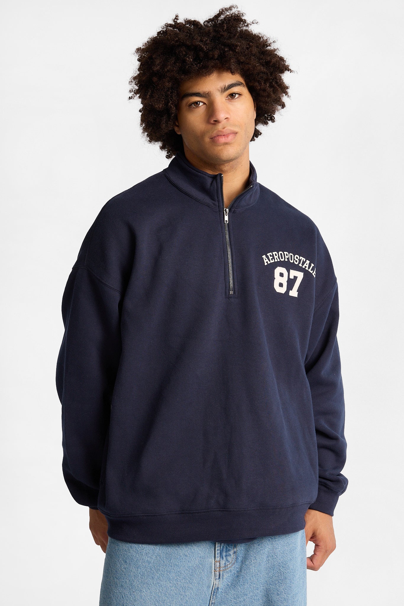 Aéropostale Cloud Soft Fleece 87 Embroidered Mock Neck Sweatshirt