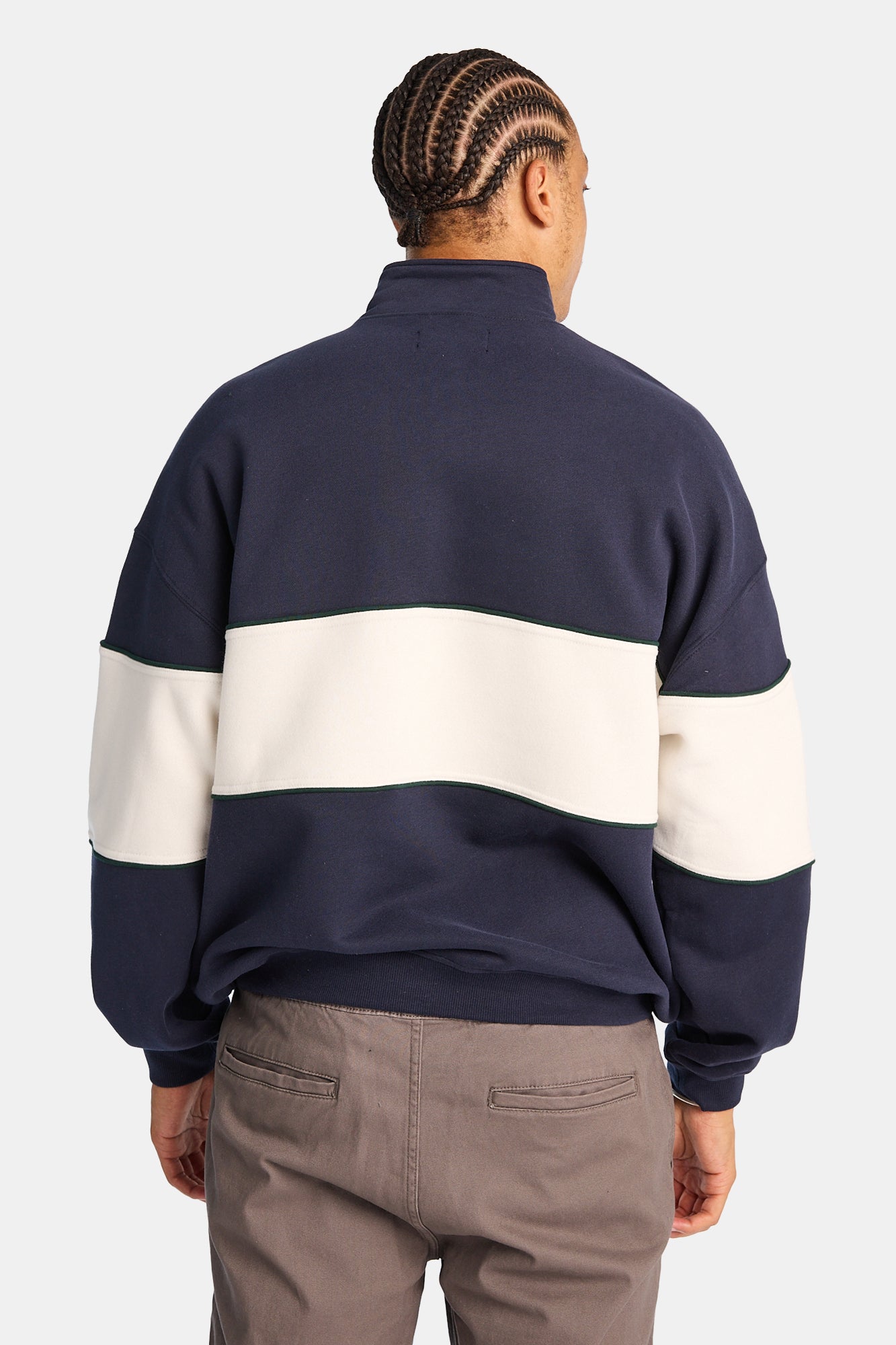 AERO Cloud Soft Fleece Colour Block Quarter-Zip Mock Neck Sweatshirt