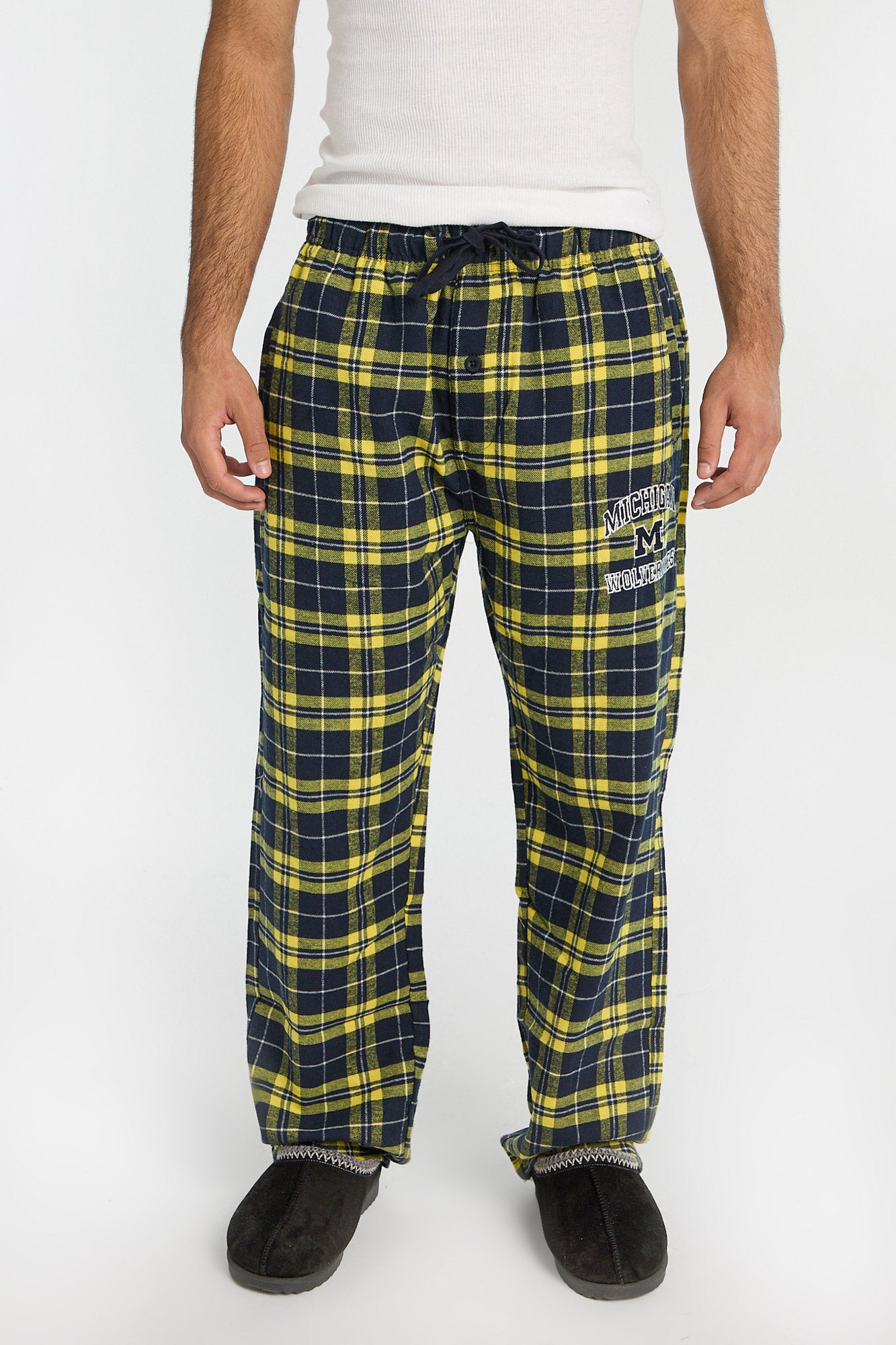 Michigan M Wolverines Embroidered Varsity Plaid Pajama Pants