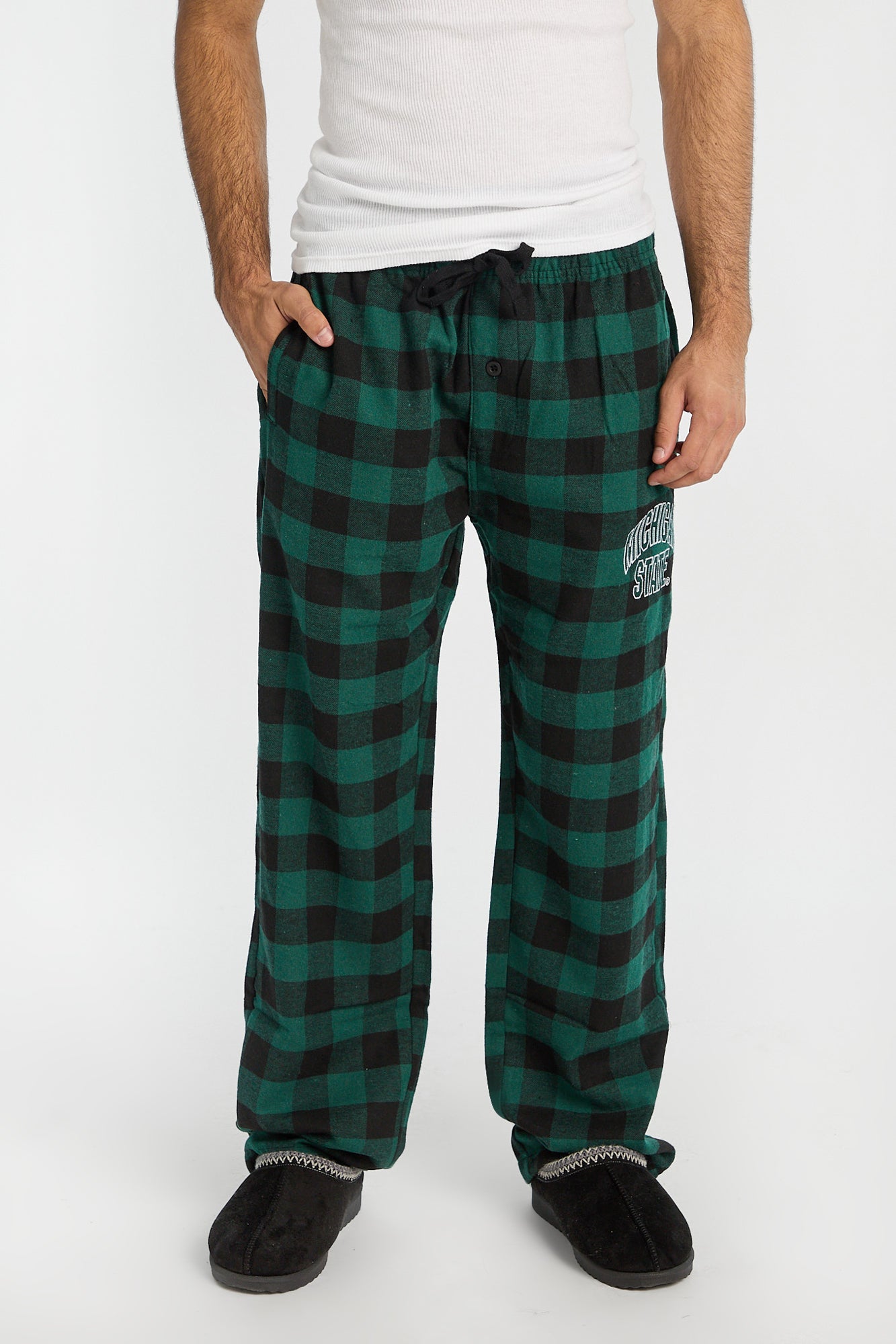 Michigan State Embroidered Varsity Plaid Pajama Pants
