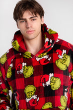 Chandail-couverture à capuche surdimensionné en peluche imprimé à carreaux Le Grincheux thumbnail 2