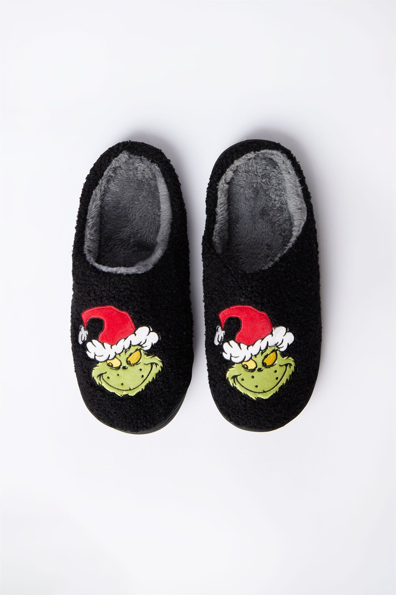 The Grinch Santa Hat Plush Slippers