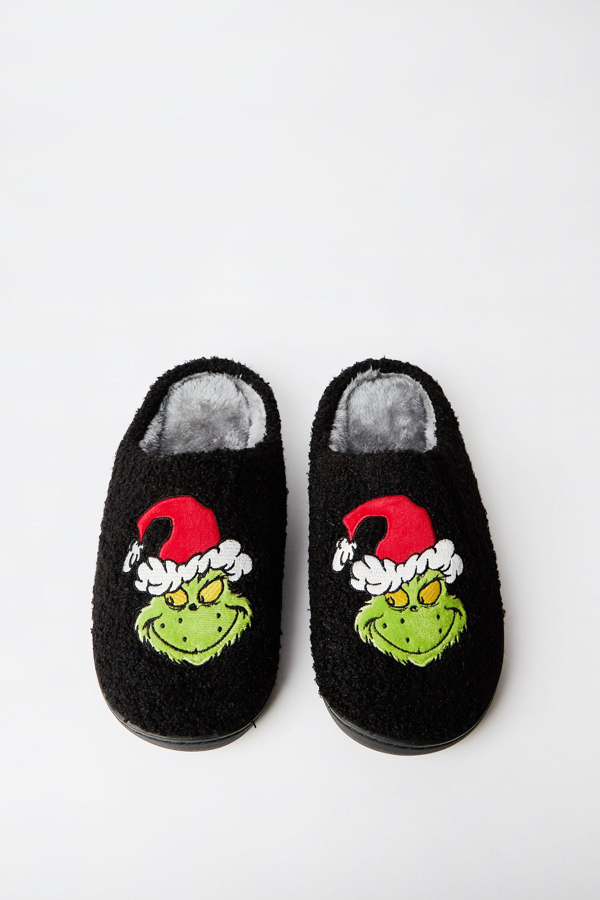 The Grinch Santa Hat Plush Slippers