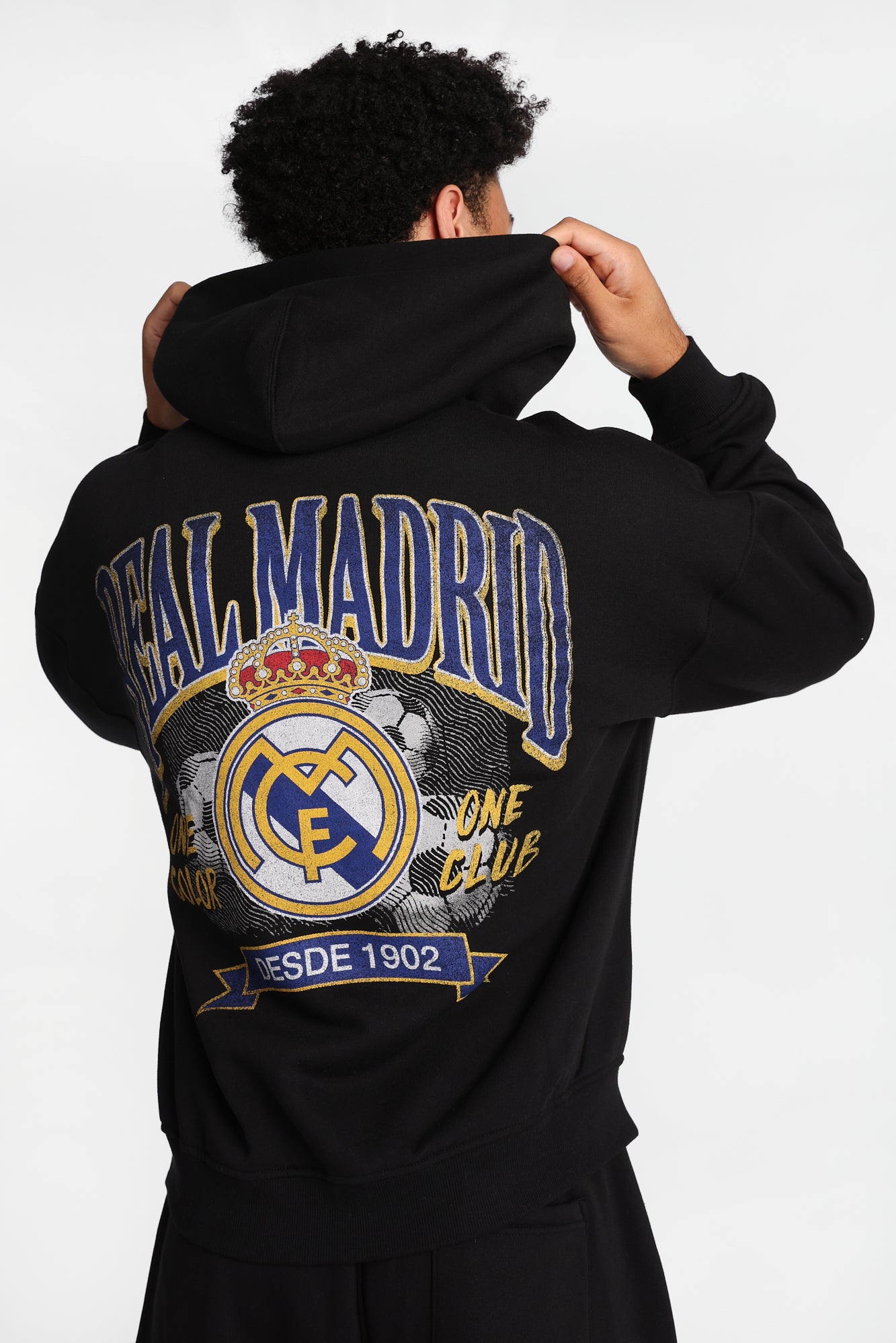 Chandail à capuche en molleton zippé imprimé Real Madrid F.C.