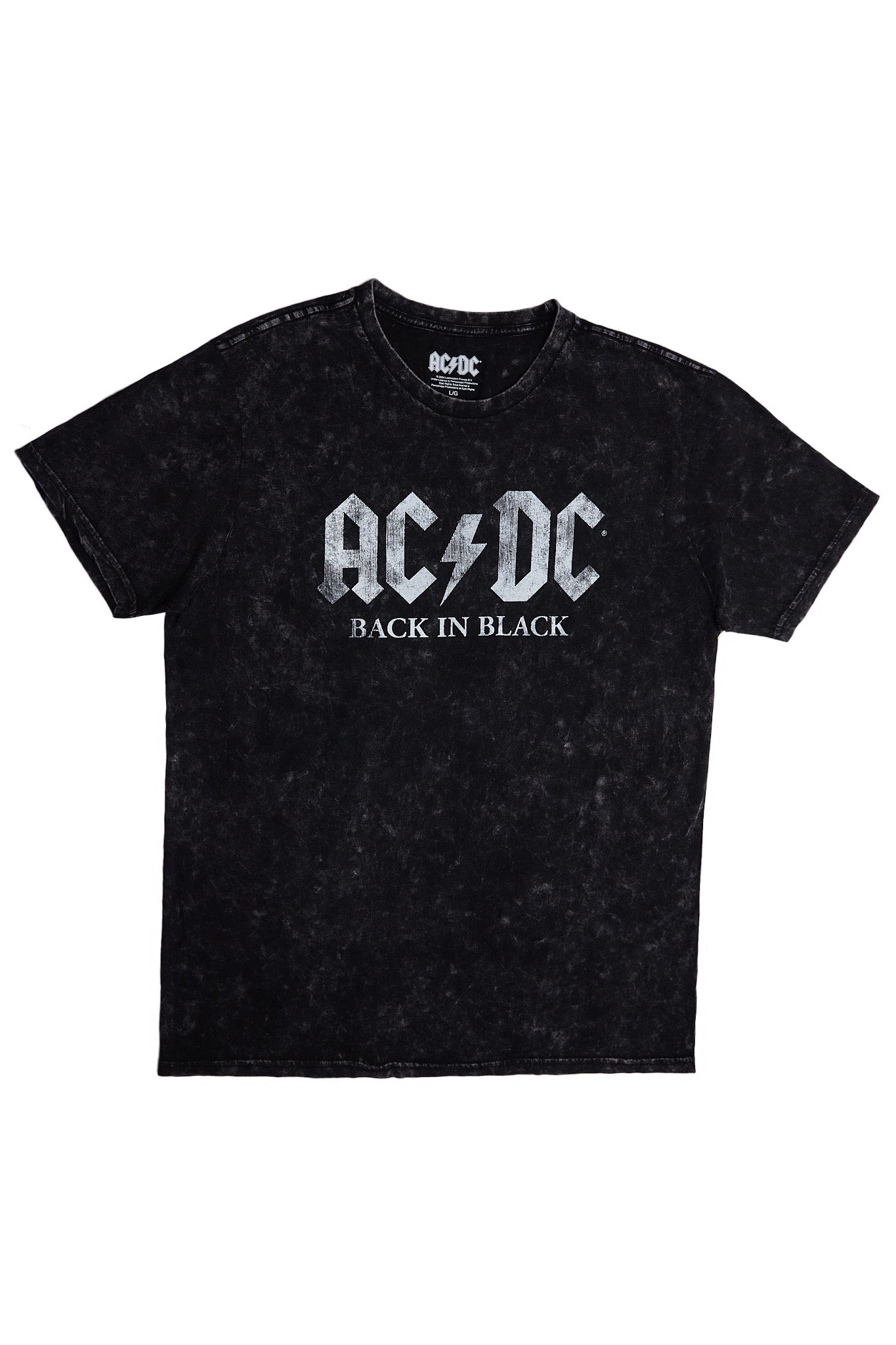 AC/DC Back Black Graphic Acid Wash Tee