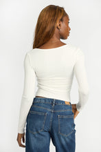 AERO Pointelle Knit Long Sleeve Ruched Square Neck Top thumbnail 10