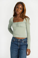 AERO Pointelle Knit Long Sleeve Ruched Square Neck Top thumbnail 13