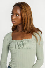 AERO Pointelle Knit Long Sleeve Ruched Square Neck Top thumbnail 17