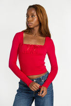 AERO Pointelle Knit Long Sleeve Ruched Square Neck Top thumbnail 21