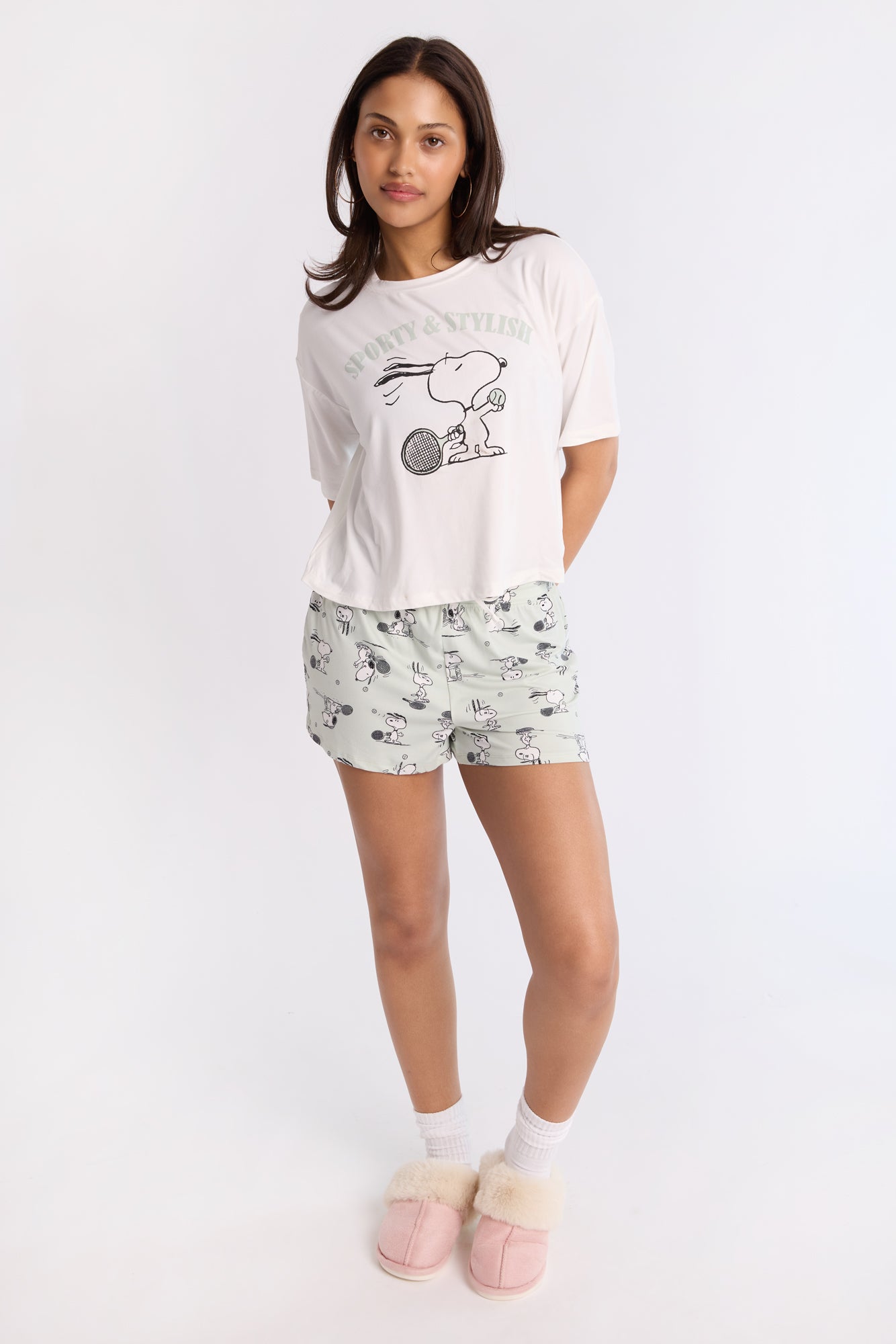 Peanuts Snoopy Super Soft Pajama Tee And Shorts 2-Piece Set