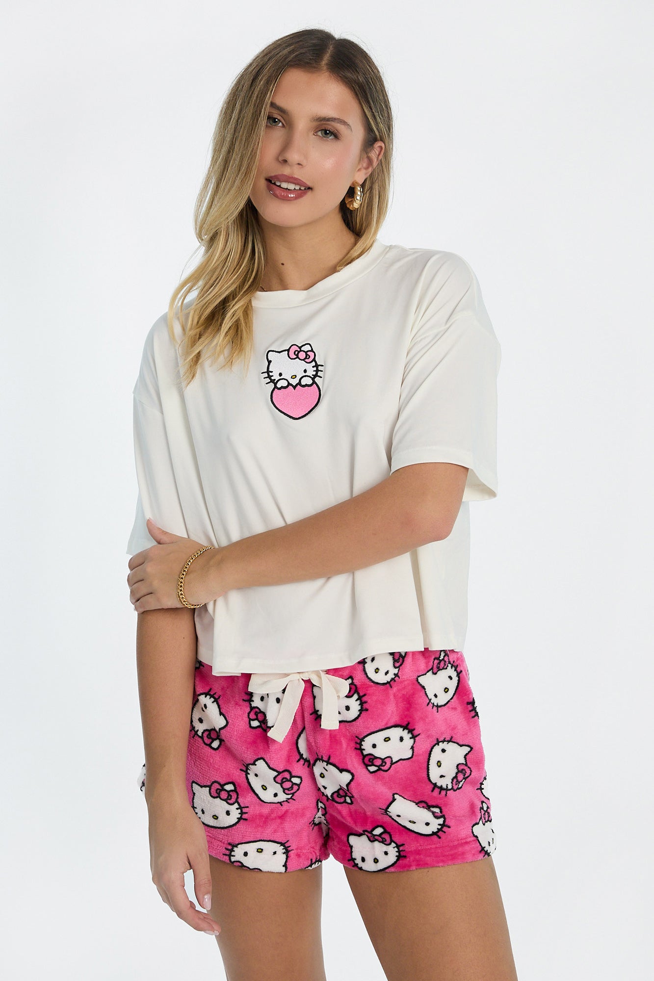 Hello Kitty Heart Pajama Tee & Plush Shorts 2-Piece Set