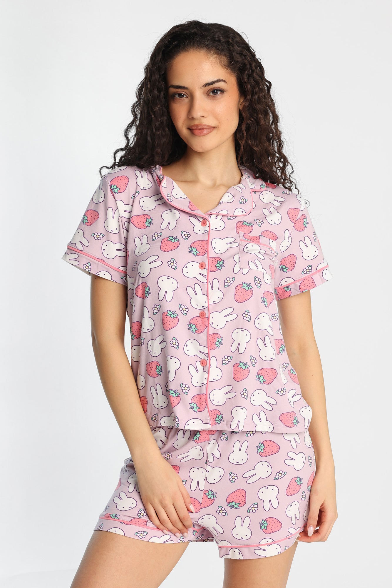 Ensemble chemise et shorts pyjama coupe Dad super doux imprimés Miffy