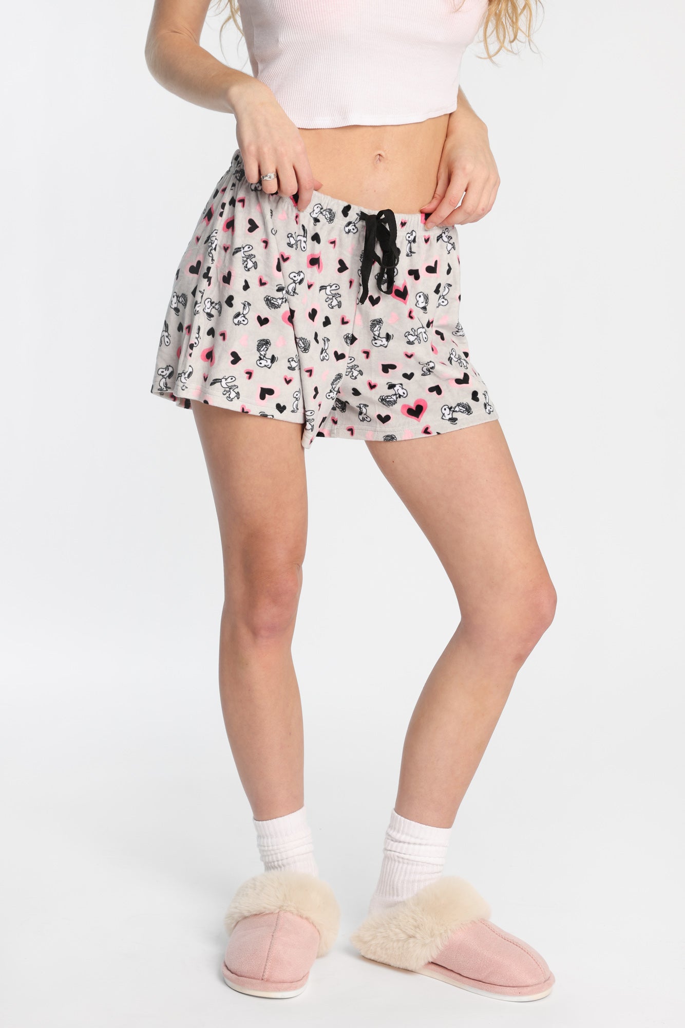 Peanuts Heart Velour Pajama Shorts