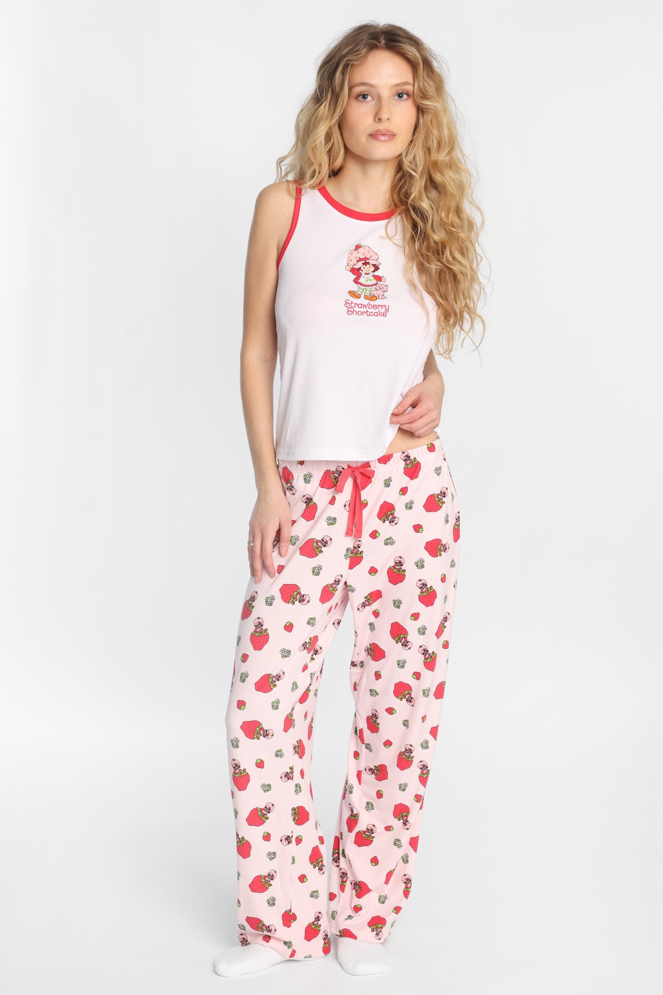 Strawberry Shortcake Ribbed Pajama Tank Top And Pants 2-Piece Set