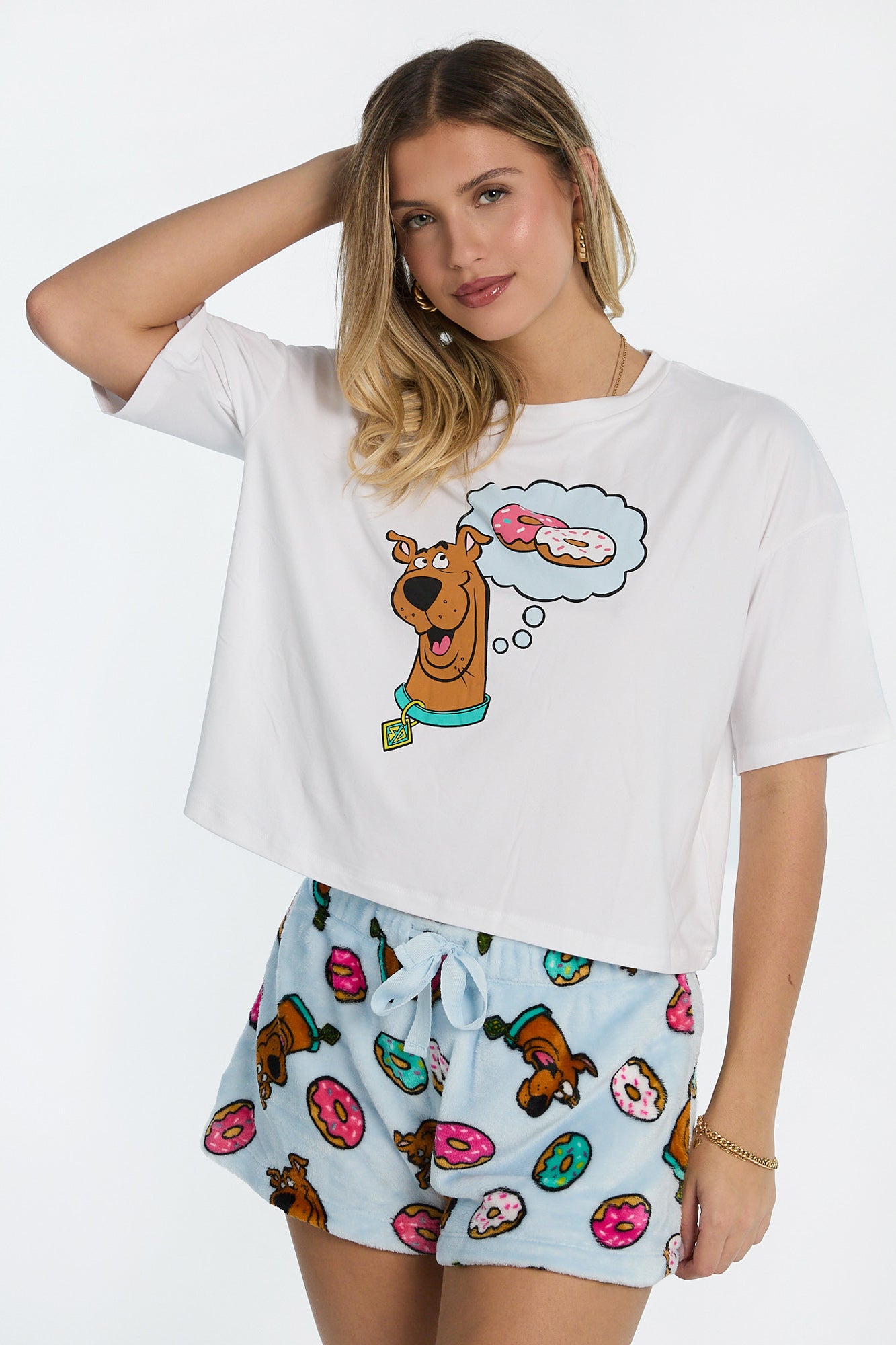 Scooby-Doo Donuts Pajama Tee & Plush Shorts 2-Piece Set