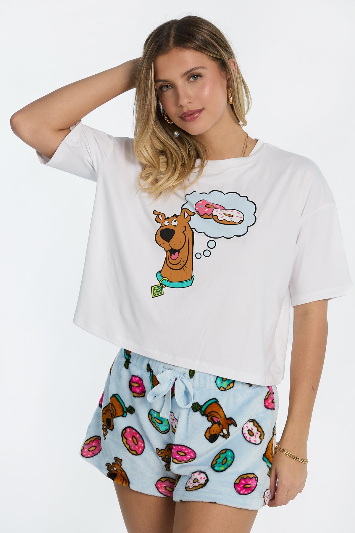 Scooby-Doo Donuts Pajama Tee & Plush Shorts 2-Piece Set