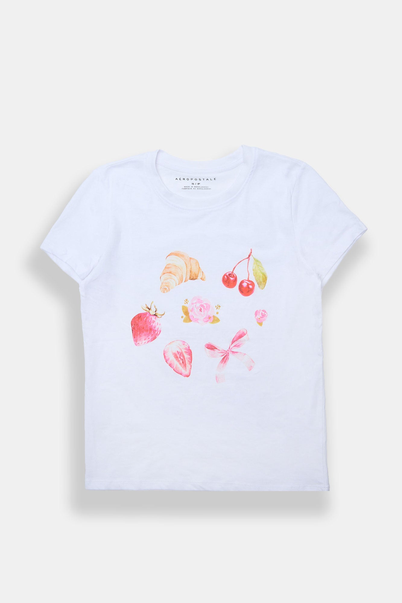 AERO Croissant Cherries Strawberries & Bow Graphic Classic Tee