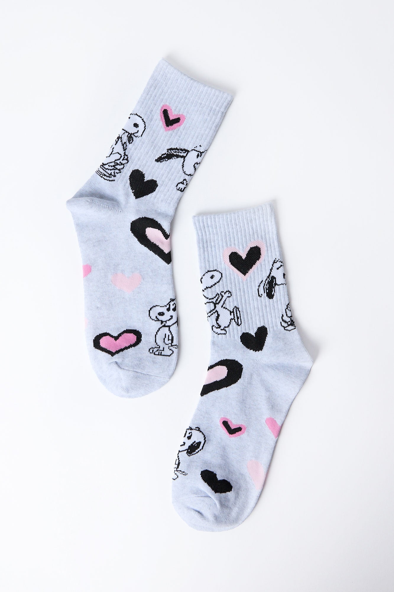 Peanuts Snoopy Hearts Printed Crew Socks