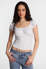 AERO Pointelle Knit Puff Sleeve Top thumbnail 1
