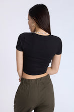 Cotton Short Sleeve V-Neck Cropped Tee thumbnail 4