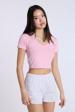 Cotton Short Sleeve V-Neck Cropped Tee thumbnail 17