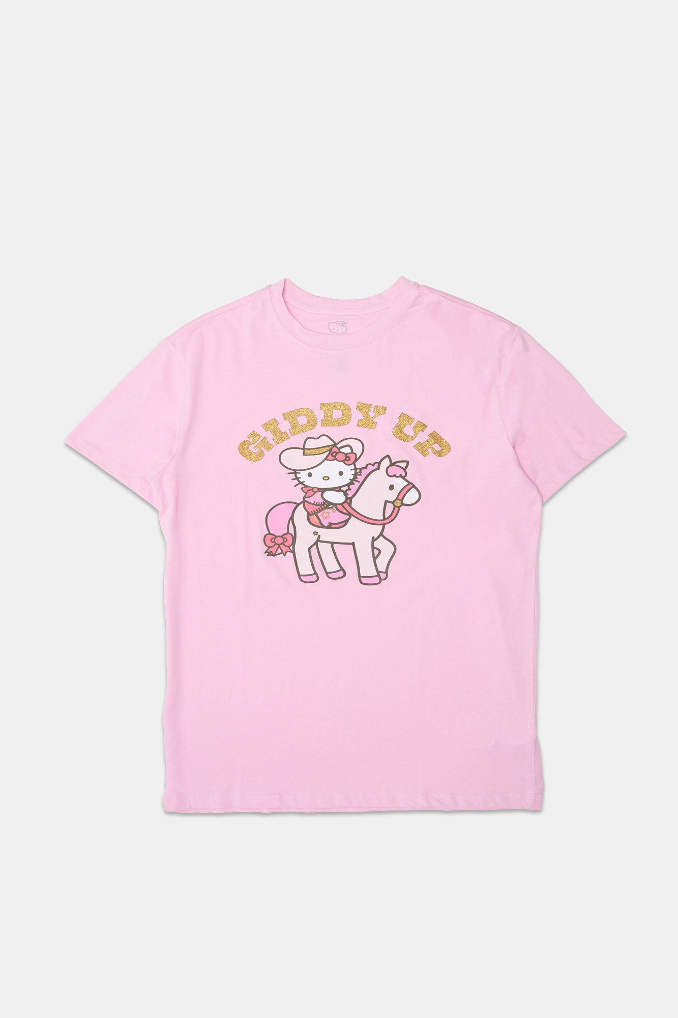 Hello Kitty Giddy Up Graphic Glitter Boyfriend Tee