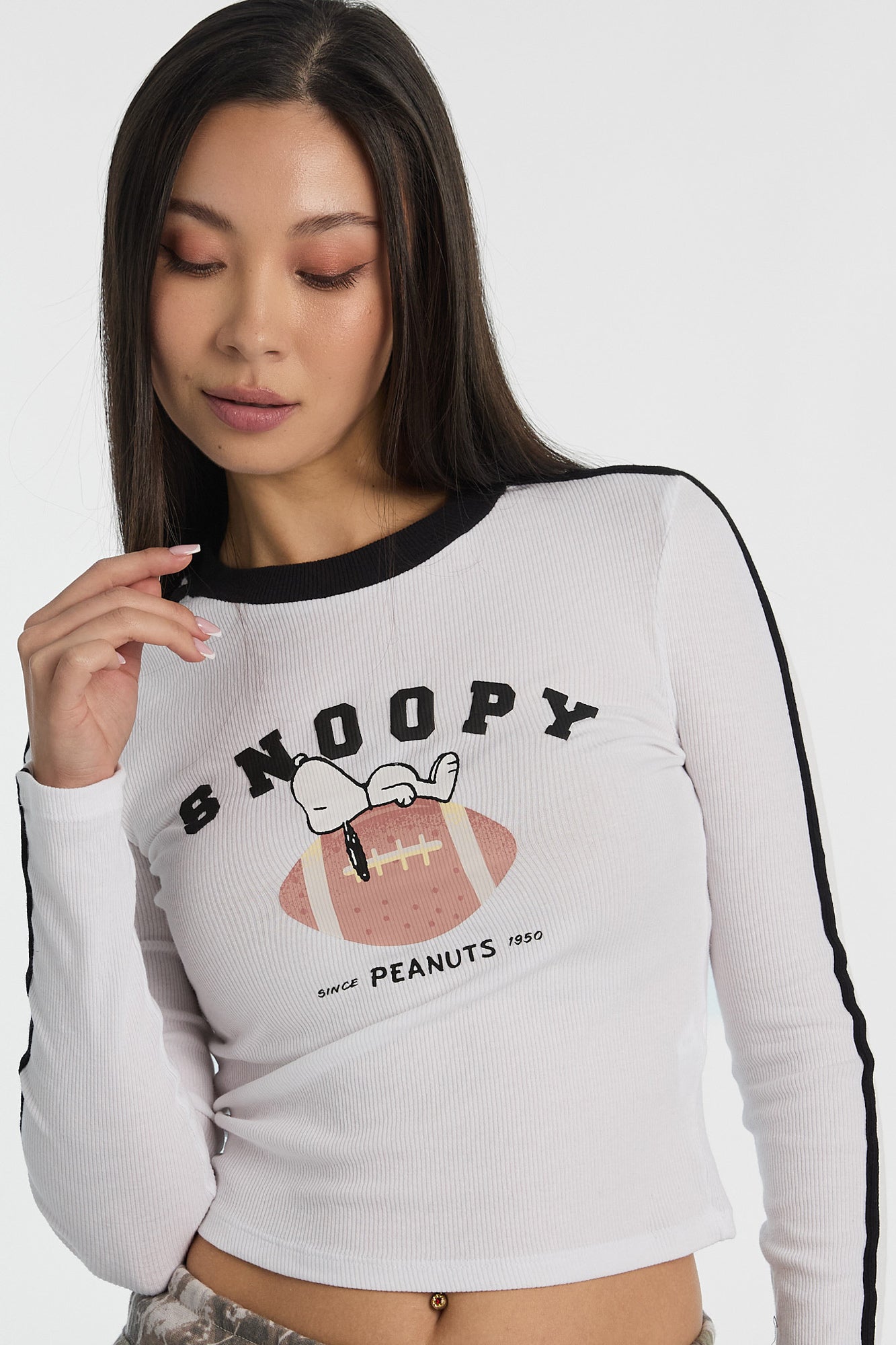 T-shirt ajusté imprime? graphique Peanuts Snoopy Football