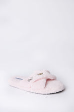 Pantoufles en bouclée pelucheuses croisées avec broderie thumbnail 2