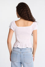AERO Poplin Short Puff Sleeve Scoop Neck Button-Up Top thumbnail 4