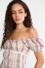 AERO Poplin Short Puff Sleeve Scoop Neck Button-Up Top thumbnail 6