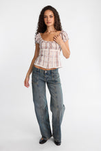AERO Poplin Short Puff Sleeve Scoop Neck Button-Up Top thumbnail 8