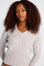 Cable Knit Hooded V-Neck Sweater thumbnail 2