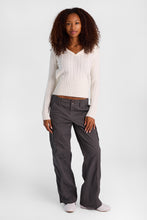 Cable Knit Hooded V-Neck Sweater thumbnail 8