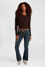 Cable Knit Hooded V-Neck Sweater thumbnail 12