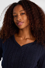 Cable Knit Hooded V-Neck Sweater thumbnail 14