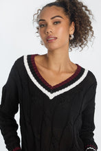 AERO Oversized Cable Knit V-Neck Sweater thumbnail 3