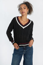 AERO Oversized Cable Knit V-Neck Sweater thumbnail 2