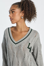 AERO Oversized Cable Knit V-Neck Sweater thumbnail 8