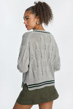 AERO Oversized Cable Knit V-Neck Sweater thumbnail 9