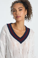 AERO Oversized Cable Knit V-Neck Sweater thumbnail 12
