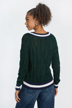 AERO Oversized Cable Knit V-Neck Sweater thumbnail 18