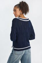 AERO Oversized Cable Knit V-Neck Sweater thumbnail 22
