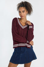 AERO Oversized Cable Knit V-Neck Sweater thumbnail 1
