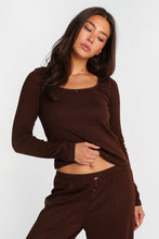 Haut pyjama à manches longues en tricot pointelle thumbnail 6