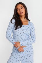 Haut pyjama à manches longues en tricot pointelle thumbnail 1