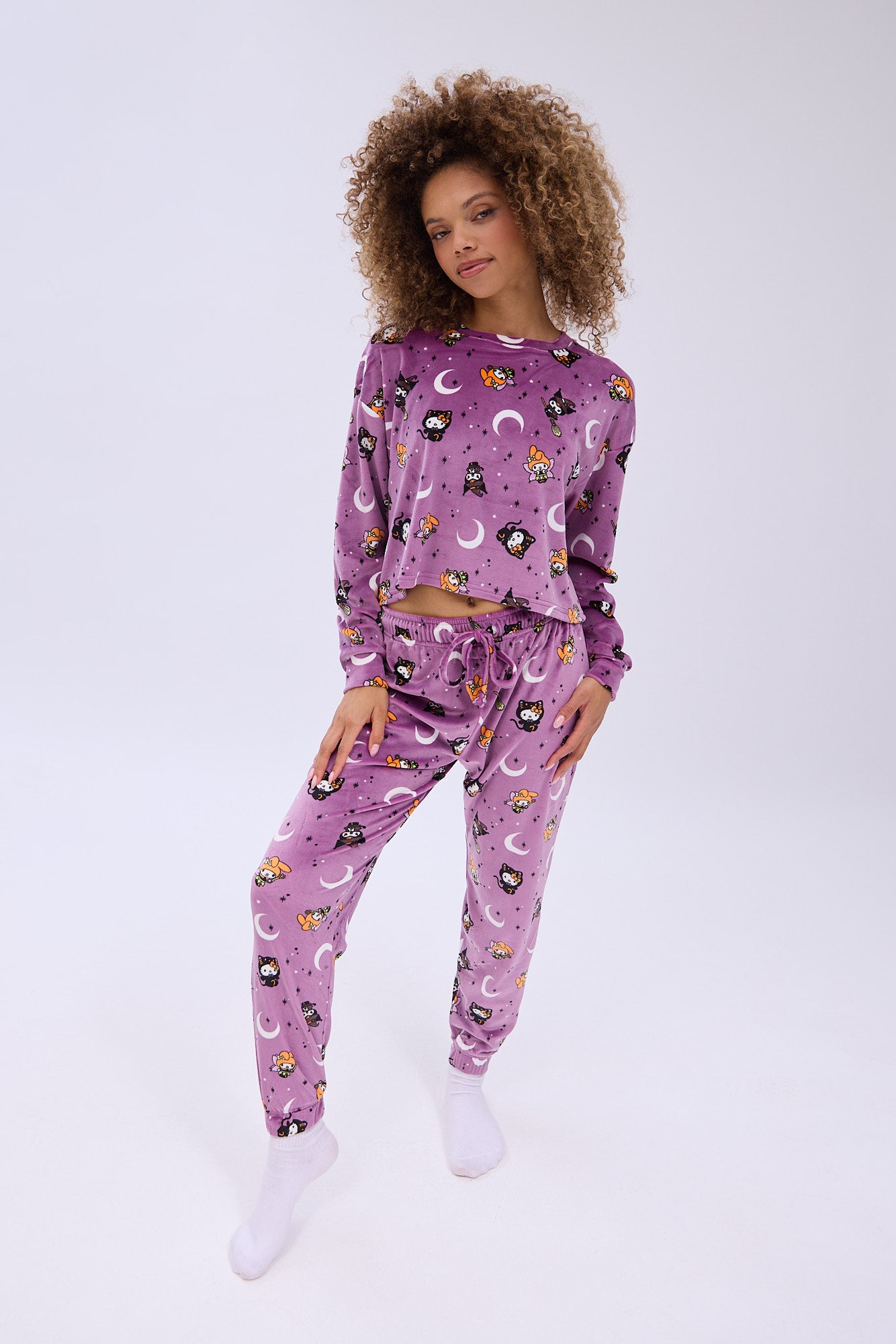 Hello Kitty And Friends Printed Velour Pajama Jogger Tee Set