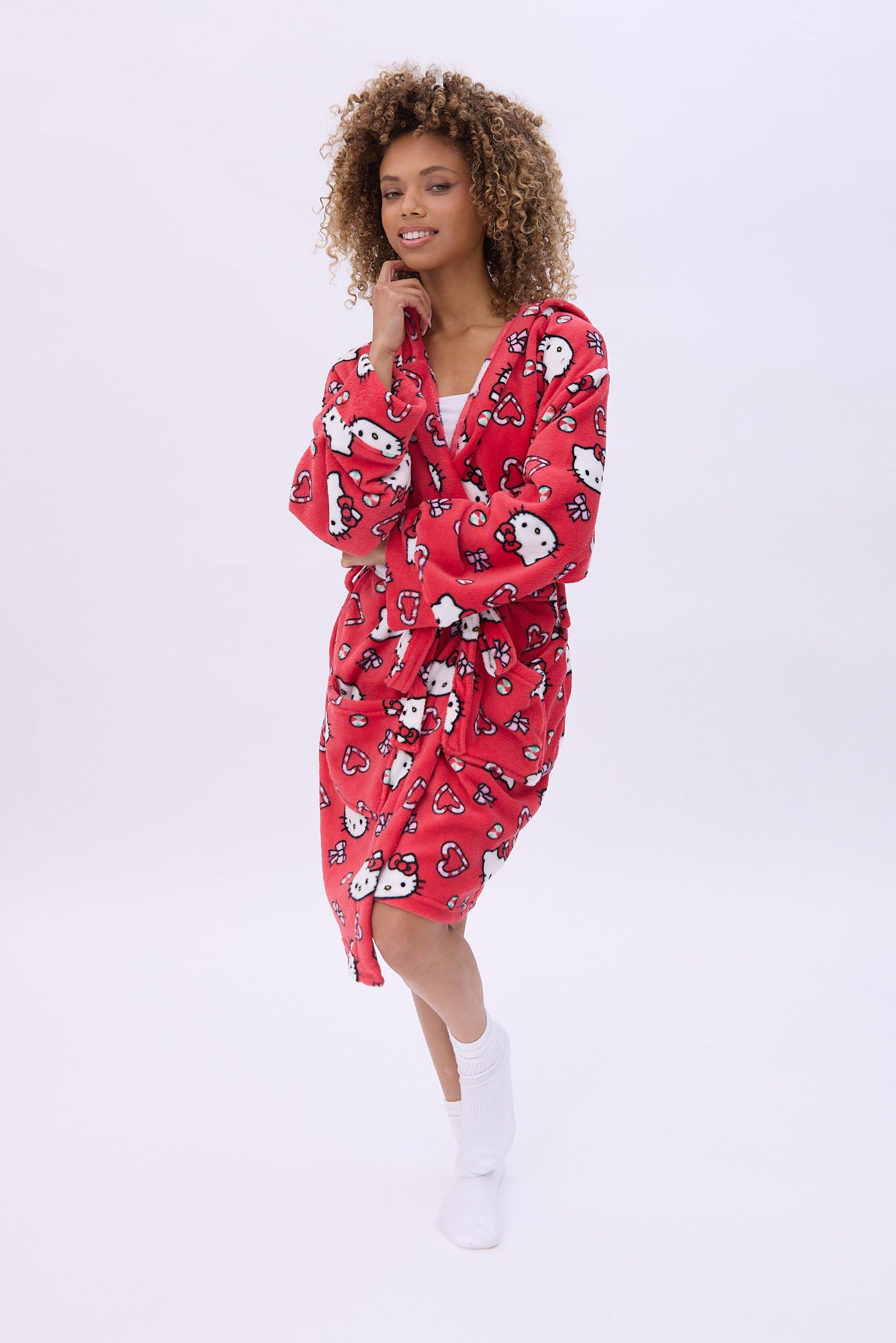 Hello Kitty Graphic Hooded Belted Robe