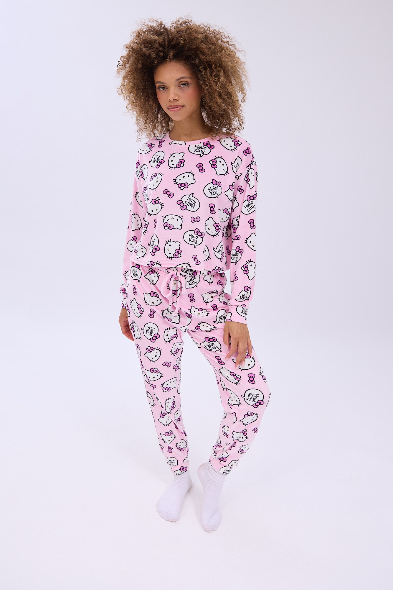 Hello Kitty Printed Velour Pajama Jogger And Tee Set