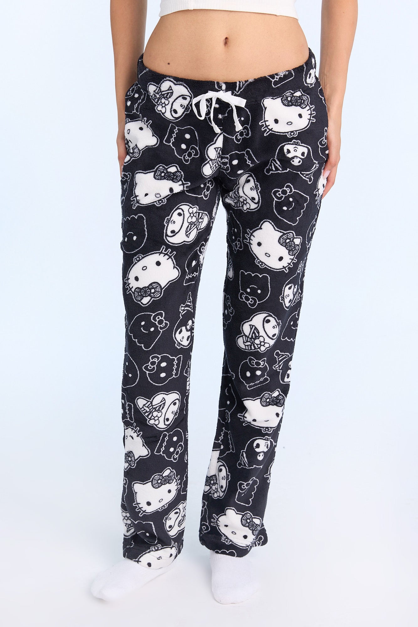 Pantalon pyjama pelucheux Hello Kitty Kuromi Halloween